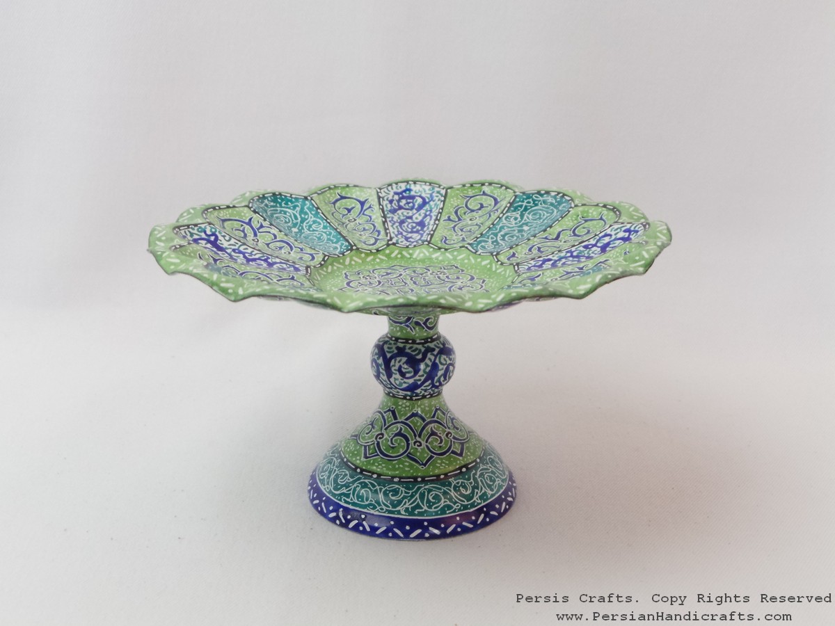 Small Pedestal Cookie Platter Enamel (Minakari) HE3024 Persiada